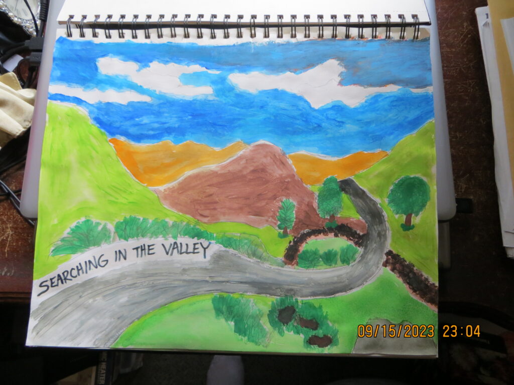 painting by Wendy Kendall of Cumbria Valley, England