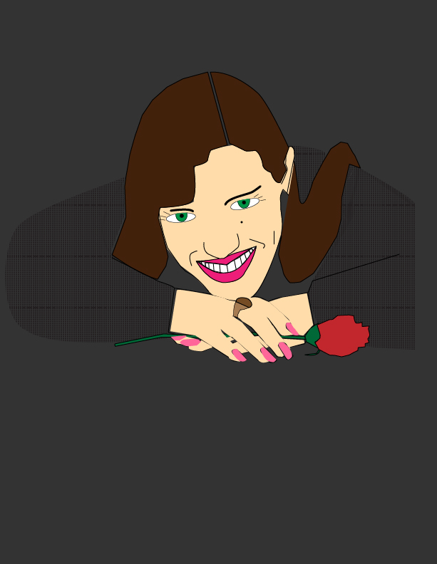Computer drawn picture of Wendy Kendall's graduation photo.