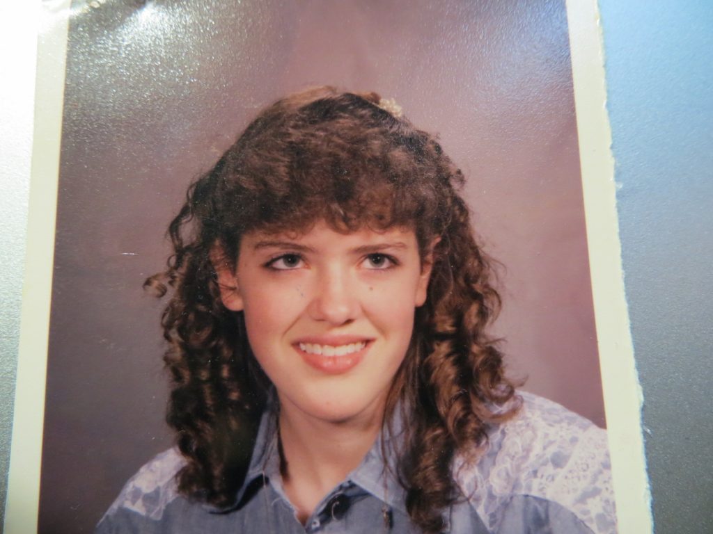 Wendy Kendall in blue denim and white lace